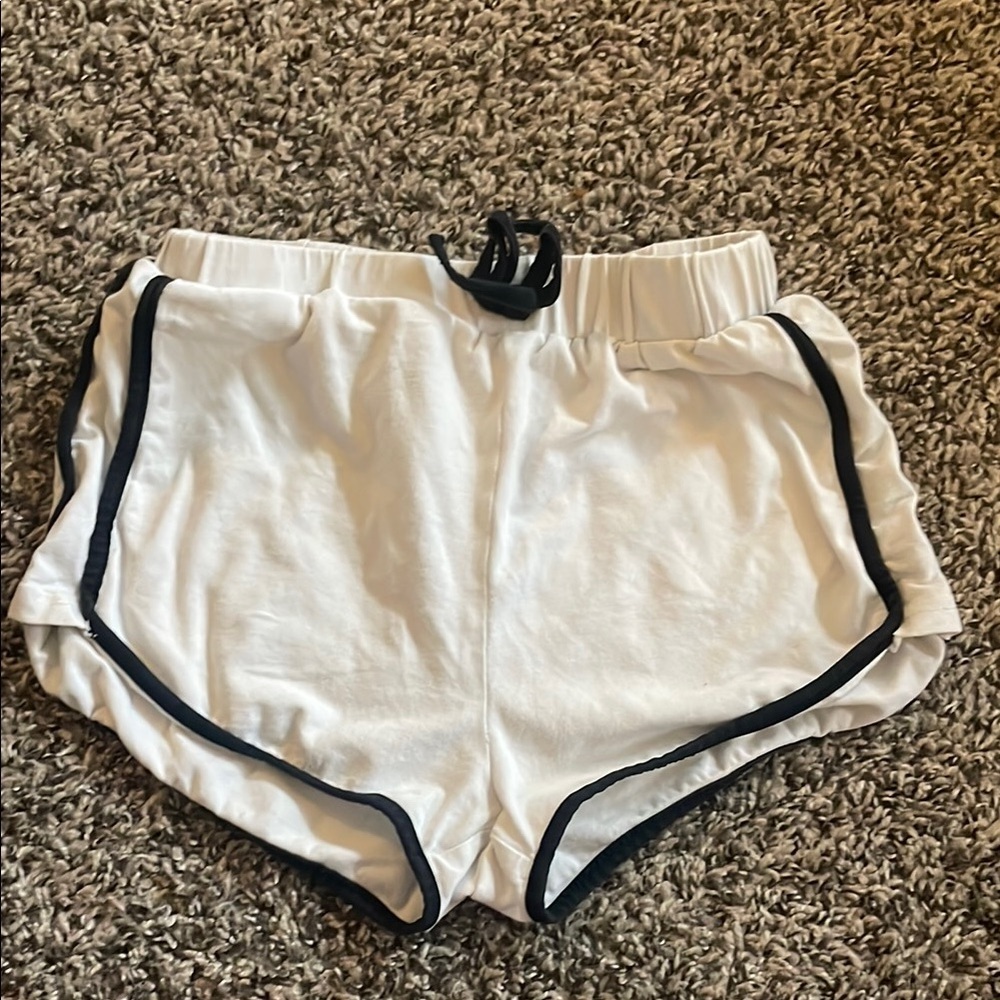 SHEIN Girls White Shorts with Black Trim